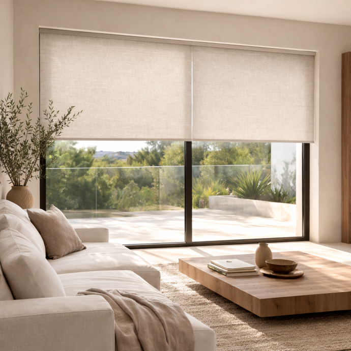 Estor Enrollable Sin Taladrar Lino a Medida | VenetiansBlinds.com