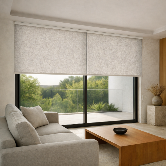 Estor Enrollable Sin Taladrar Lino a Medida | VenetiansBlinds.com